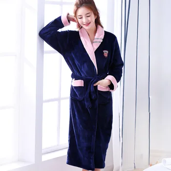 Kitajski Ženski Coral Runo Haljo Kimono Plašč Pozimi Debel Toplo Nightgown Sleepwear Ženske Priložnostne Domov Nositi Plus Velikost 3XL