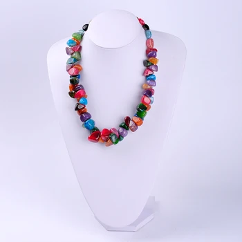 Nova moda nezakonitih trikotnik oblike multi-barvni naravnih agata kamen kroglice poldragi kamen ženske ogrlica Bijoux Cuello