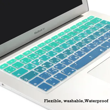 Silikonski EU/UK ruske abecede Gradient Barve Tipkovnico Pokrov Nalepke Protector za MacBook Air 13