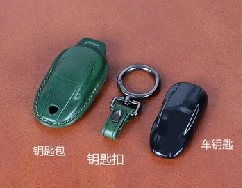 Geunine Usnje Avto Ključ Primeru Za Tesla Model S Model 3 Model X Ključ Imetnika Zajema Zaščito Dodatki