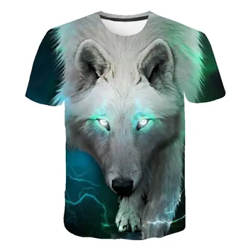 Poletje 4-14 Leta Otroci Oblačila Wolf 3D Print Majica s kratkimi Rokavi Otroci Tee Kratek Rokav Otroška Moda Vrhovi Risanka Majica Fantje T-Shirt