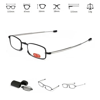 Zložljivi Obravnavi Očala Za Ženske, Moške Zložljive Očala Z Ohišjem, Titanove Zlitine Presbyopic Očala Proti Modra Svetloba +1.0~4.0