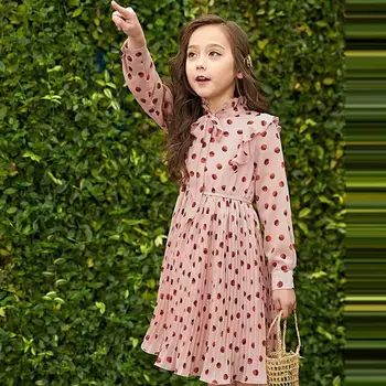 2019 Frühlingsmode Mädchen Mädchen Šifon Plissee Kleid Vrtca gekräuselten Punkt Kleid Mädchen Baby Mädchen Kleidung