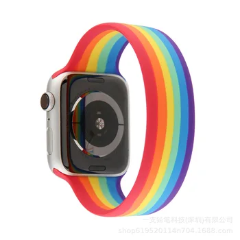 Mavrica Solo zanke Watchband Za Apple Watch Trak 42/44 Silikonski Elastični Pas, zapestnica za iwatch serije 6 SE 5 4 38/40 mm