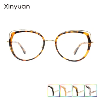 AM004 Xinyuan Edinstven design kovinski Acetat Optičnih Očal Okvir Celoti Letnik Recept Očala okvir 2020 Novo za Ženske