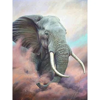 Celoten kvadratni diamond krog diamond DIY5D diamond slikarstvo Afriškega slona, vezenje nosorogovo mozaik kit