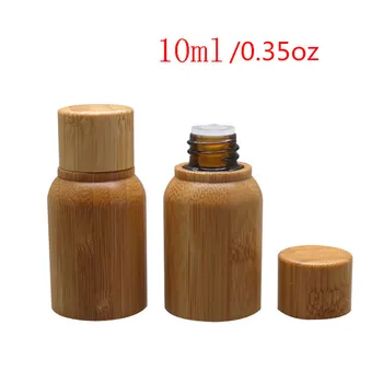 2ps/10 ml veliko 0.35 oz Bambusa, Lesa, Eterično Olje ponovno napolniti Steklenico , Kozmetična Embalaža Prazna Bambusa Oranžna Stekla Olje, Steklenica, Zavrniti