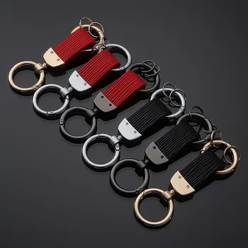 Usnje Moda Prvak Keychain Kovinski Krog Bunkle Prvak Keychains Usnje Avto Auto Locksmith Ključnih Verige Keyholder Trinket