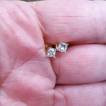Moissanite uhani 0.50 karat 5mm Stud Diamant Uhani belo Zlato 14k Asscher CUT diamond Uhani Poročni ali Rojstni dan Darilo