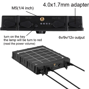 WG8000 Lovske Kamere solarnimi Polnilnik 6v/9v/12v 8000mAh za napajalni kit gozd Igra Kamere 1,7 mm/DC2.1mm/USB adapter
