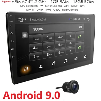 HIZPO NOVO 2 Din 4 Core 16 GB ROM Android 9.0 Avto GPS Stereo Radio Predvajalnik DAB+ Ogledalo Povezavo 4G Wifi USB Subwoofer CSD DVBT TPMS