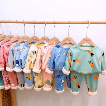 2020 Jeseni, Pozimi Zgostitev Žamet Otroci Pižame Risanka Družino Fantje Dekleta Oblačila Sklop Otroci Priložnostne Sleepwear Obleke Oblačila