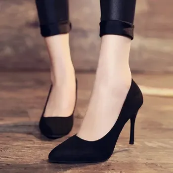 Cresfimix ženske modni urad petah ženske udobno pomlad & poletje visoke pete, čevlji za klasično črne čevlje talon femme a273