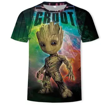 2020 Film T-shirt Srčkan Slog, O-vratu Visoke Kakovosti Kratkimi Rokavi Tshirt Galaxy Groot Ulične Mode toops za moške