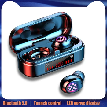 V7 TWS v Bluetooth slušalke 5.0 slušalke Brezžične heaeset Prstnih Dotik čepkov LED Digitalni Zaslon ušesa telefonov za telefon