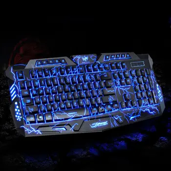 Žično Gaming Tipkovnica Crack Vzorec LED Osvetljeni Tricolor Osvetlitev Tipkovnice za Računalnik Prenosni RAČUNALNIK