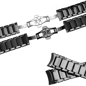 PEIYI Hruška keramični watch verige 22 mm 24 mm black keramični trak sijajni in matiranje zapestnica za AR1451 1452