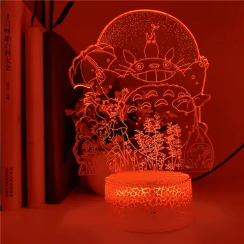 App Nadzor Cute Anime Tonari No Totoro Noč Svetlobe LED Crack Znanja Dekorativni namizne Svetilke 3D Led za Otroke Darila Dom Dekor