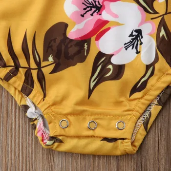 Citgeett Newborn Baby Dekle Cvetlični Dolge Rokave Rumena Obleka, Jumpsuit Sunsuit+Glavo 2Pcs Jeseni Obleke
