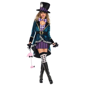 Alice v Čudežni deželi Klovn, Nori Klobučar Kostum za Odrasle Ženske Fantasias Seksi Čarovnik Cosplay Halloween Carnival Magic Oblačenja