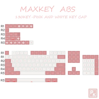 MAXKEY Roza&White SA Profil keycap ABS materiala 130 tipko caps Za Mehansko Gaming Tipkovnica