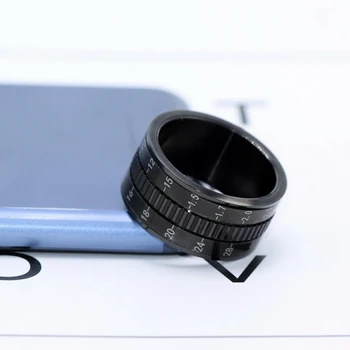 Vroče Prodaje Vrtljiv Objektiv Fotoaparata 12 mm Obroči Titan iz Nerjavečega Jekla Obroči Za Trendovski Moški Nakit 2020