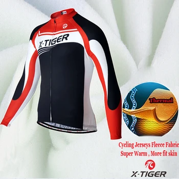 X-Tiger Zimsko Termalno Runo Dolgo Kolesarjenje Jersey Set Ropa Roupa De Ciclismo Invierno MTB Kolesa, Oblačila Oblačila Kolo Nositi