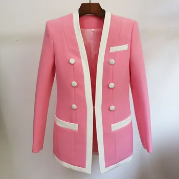 2020 Jeseni Novo Pink Slim Fit Jopič Jakna Ženske Seksi Proti-Vrat Dolgo Sleeved Zapenjanje Jopico Jakno Plašč Ženskih Modnih Oblačil