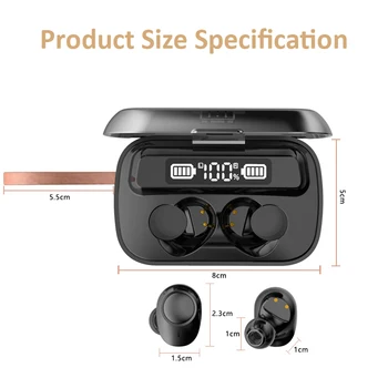 2000 MAh Polnjenje Primeru TWS Bluetooth Slušalke V5.1 9D Brezžične Stereo Slušalke Šport Nepremočljiva Mini Čepkov Slušalke