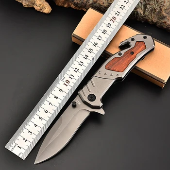 7CR17 Damask Žep Folding Nož Jekla + Leseni Ročaj Taktično Preživetje EOS Noži na Prostem Lovski Nož za Kampiranje Reševanje Orodja