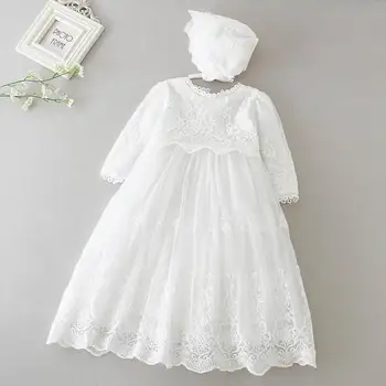 Trgovina na drobno 2019 Newborn Baby Dekleta Krst Bela Princesa Obleko za Malčke Rojstni dan Kostume Lepe Čipke Poročna Obleka 6130BB