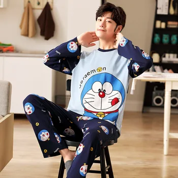 Seeslim Risanka Doraemon Pižame Ženske Bombaža, Plus Velikost Mozaik Dolg Rokav Kawaii Sleepwear Ženske Pajama Določa Moda Pomlad