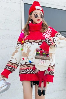 Tide blagovne znamke Božič dame jopica visok ovratnik težko delo pulover ženske glavo ohlapen pulover pozimi ugly pulover Božič