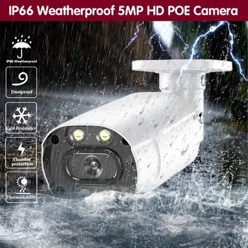 5MP NVR Kit 4CH POE Sistem Kamere Two-way Audio Barve Night Vision IP Kamera Zunanja CCTV Varnostni Video Nadzor Sistema Set