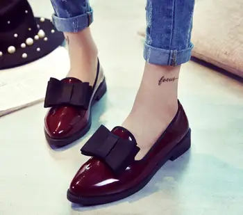 KNCOKAR2018 Eno čevlji z nizko peto konicami prstov lok ženske ženski čevlji plitvo usta čevlji nizko-top priložnostne