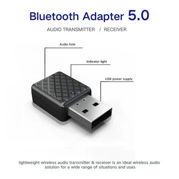 USB Brezžični v5.0 Bluetooth Adapter 3,5 mm Stereo AUX Bluetooth Oddajnik Sprejemnik Za Računalnik, Avto Glasba Prenos Dongle