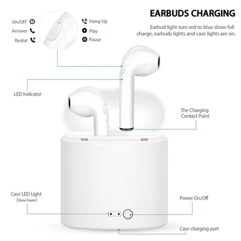 TWS i7s Brezžična Slušalka Bluetooth 5.0 Slušalke S Polnjenjem Polje Šport v uho Čepkov Za iPhone Xiaomi Samsun PK i9s i12