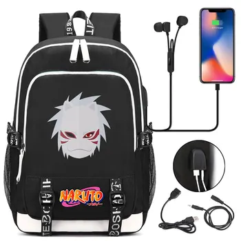 Novo Srčkan Naruto Uzumaki Natisnjeni USB Slušalke, Fant, Dekle, Otroci, Šolska torba Ženske Bagpack Platno Moški Nahrbtnik Packsack Bookbag