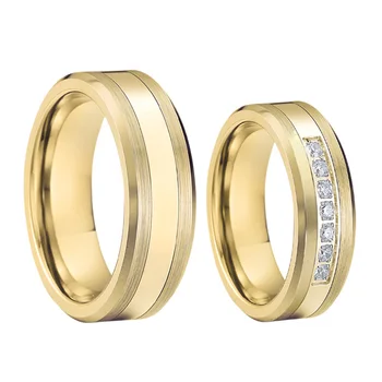 Po meri 18k pozlačeni nekaj poročni prstani set za moške, ženske Ljubimec je Zavezništvo zveze s prstom obroč iz nerjavečega jekla rose gold