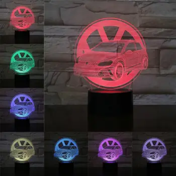 3D Iluzije Visual Noč Luč VW Limuzina 3D Lučka Darila za Otroke Postelji Spi Luči RGB Muti-barvni Led Svetilke Mehko Žarnica