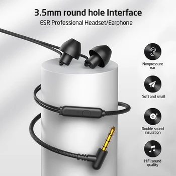 ESR 3.5 mm Vtičnica za Slušalke Slušalke Z vgrajenim Mikrofonom Tip-C Vrata V Uho Stereo Čepkov Žične Slušalke Za Univerzalne Celice
