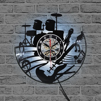 2020 Vroče CD, Vinil Zapis Stenske Ure Sodobno Oblikovanje Glasbeno Temo Okrasne Black Art Watch Ura Saat Relogio De Parede Ura