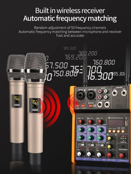 TKL R2 Zvok Mešalna 4 Channel Bluetooth, USB Snemanje Učinek Zvočni Mešalnik z vgrajeno Brezžični Mikrofon, 48V fantomsko napajanje
