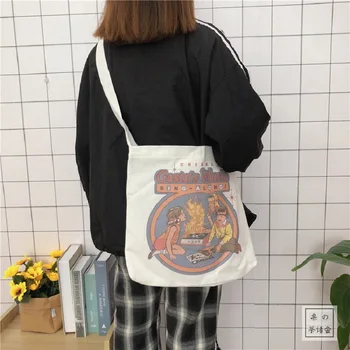 Ulzzang retro Ameriški stripi velikosti Messenger bag platno risanka tiskanje Harajuku hip hop nov ženski zabavno Priložnostne Tote vrečke