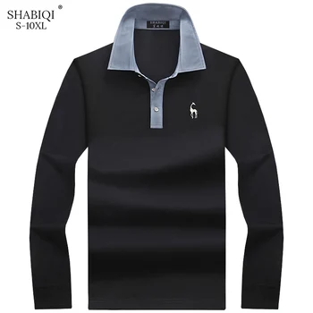 SHABIQI Moški Polo Majica Mens Dolgo Sleeve Solid Polo Majice Camisa Priložnostne bombaž Polos več barve Plus velikost 6XL7XL8XL9XL10XL