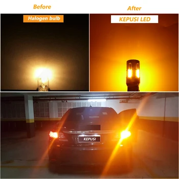 2x Bau15s 7507 PY21W Amber LED Žarnice Rumena 1156 BA15S P21W 2020 led 24SMD LED Vključite Opozorilne Luči Brez Hyper Flash Canbus 12V 24V