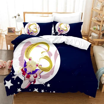 Risanka 2/3 Kosov Sailor Moon Posteljnine Komplet Spalnica Dekor Za Dekle Rjuhe Kritje Spalnica Domačega Tekstilnega Postelja Kritje Nastavite Prevleke