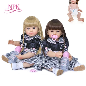NPK 55 CM nov prihod izvirno zelo mehko polno telo silikonski bebe lutka prerojeni malčka dekle nepremočljiva kopel igrača dveh barvah za lase