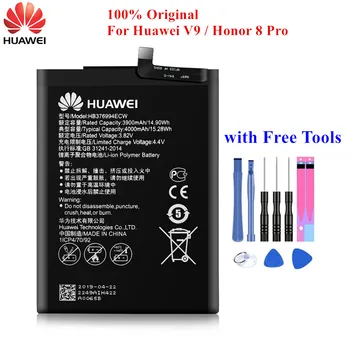 Original Baterija HB376994ECW za Huawei Honor 8 Pro / Hua wei V9 DUK-AL20 DUK-TL30 3900/4000 mah Pravi Zmogljivosti Akku +Orodja