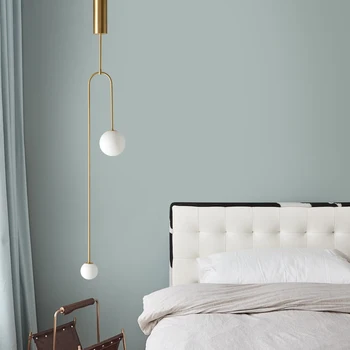 Nordijska ustvarjalne sodobni oblikovalec jedilnico, spalnica postelji obesek luči eno zlato visi svetilka geometrijske linije luç